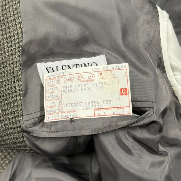 Vintage Valentino Tweed Blazer Wool Sport Coat Made in Italy Beige 42L - Picture 8 of 8